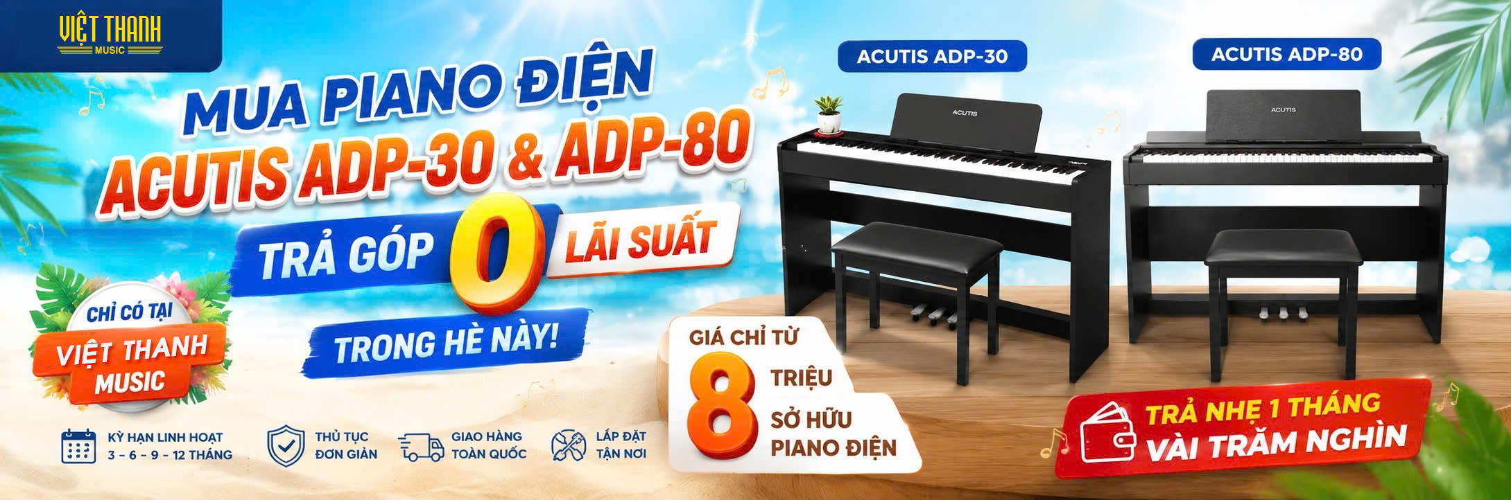 Mua piano điện trả góp không lãi suất